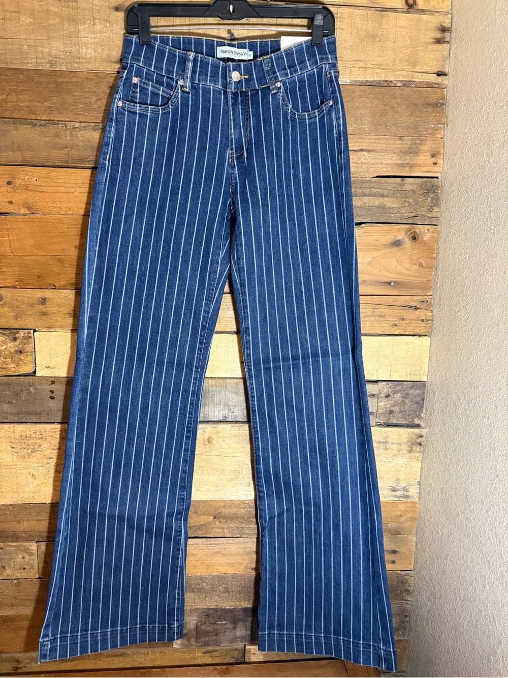 Ranch Dress’N STEVIE TROUSER - PINSTRIPE Medium 6-8 Long NWT - Picture 3 of 3